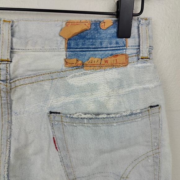Levis Vintage Clothing Patchwork Jeans Womens 27 Light Wash Moon Tapered - Picture 8 of 13